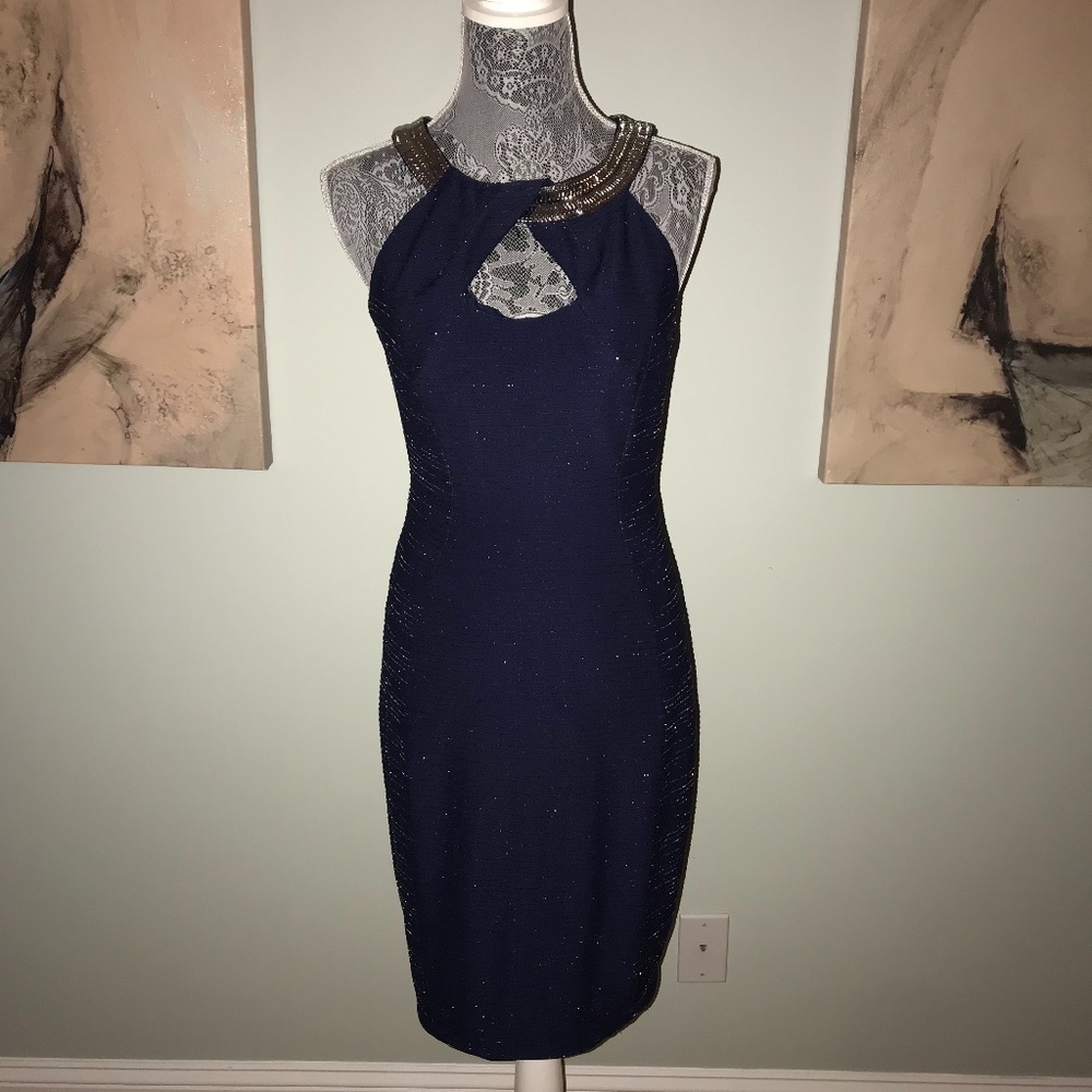 Bodycon Midnight Blue Sequin Cocktail Dress JAX